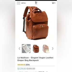 Upper La Madison - Elegant Vegan Leather Diaper Bag Backpack in brown